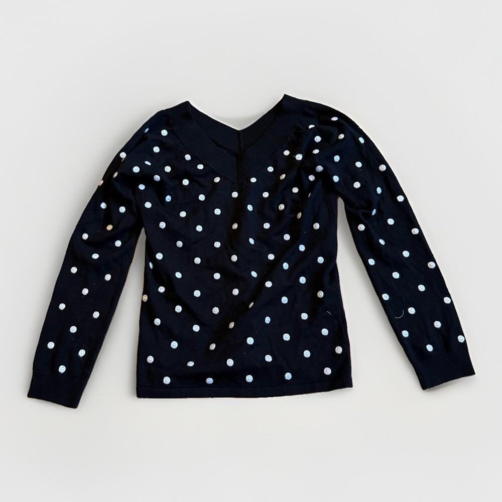 Samuel Dong Silk Blend Long Sleeve Sweater Top Size Small Polka Dot Designer